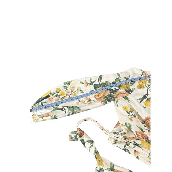 Zimmermann White Silk Ivory Garden Floral Zippy Wrap Bodice Blouse Size 10 - Picture 14 of 15